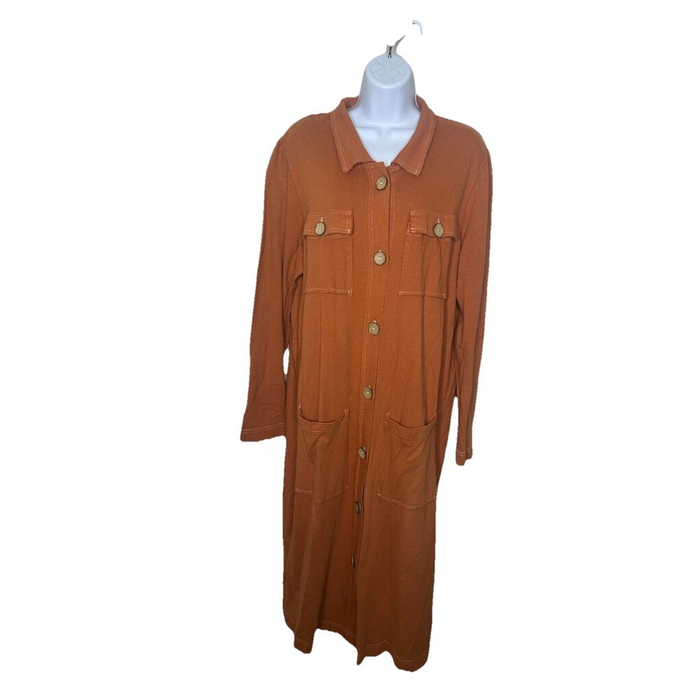 NEW Free People Beach M Terracotta Cotton Long Duster Cardigan Pocket Boho